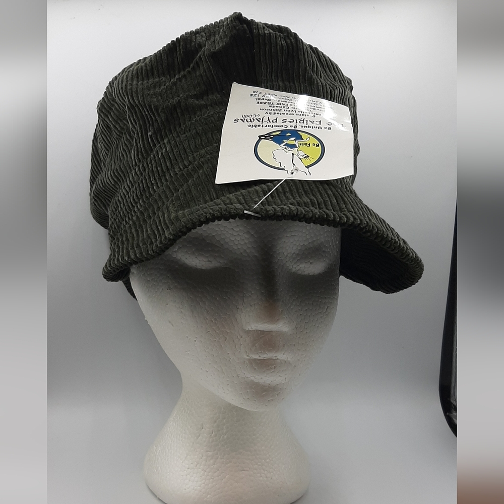 Oversized Unisex Newsboy Gatsby Green Corduroy Hat The Fairies Pyjamas NWT